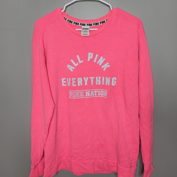 PINK Victoria's Secret Hot Pink Crewneck Sweatshirt Medium - Picture 1 of 5